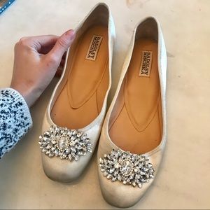 Badgley Mishka "PIPPA" Ivory satin ballet flats